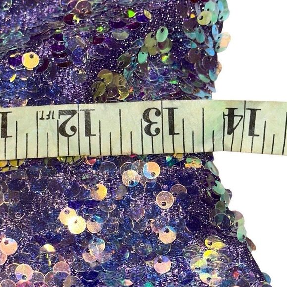 Faeriesty Purple Spaghetti Strap Sequin Bodycon Party Mini Dress Ladies Small - Picture 13 of 15